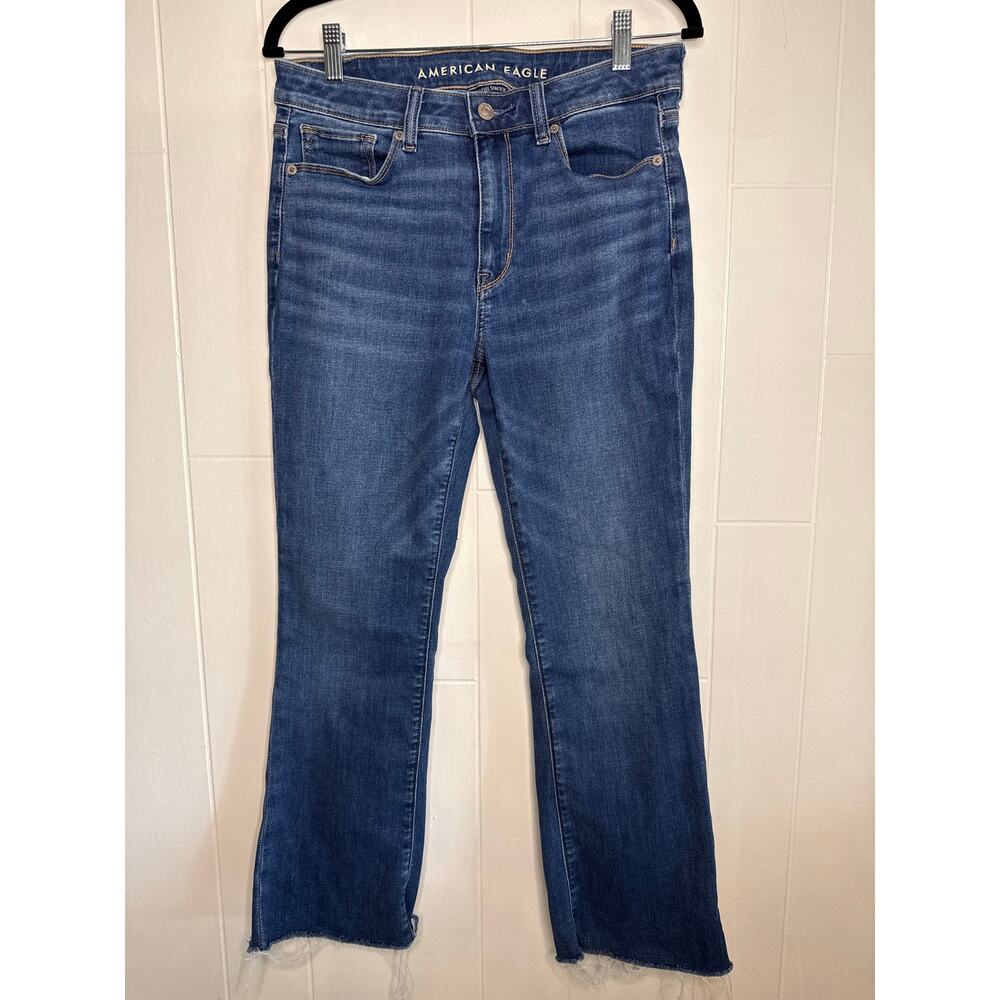 American Eagle high rise sknny kick jeans raw hem 6 x-short